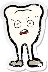 retro distressed sticker of a cartoon yellowing  tooth
