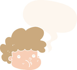 cartoon boy with speech bubble in retro style