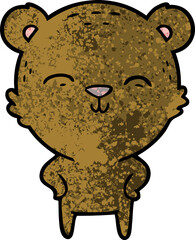 happy cartoon bear with hands on hips