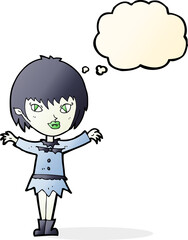 cartoon vampire girl with thought bubble
