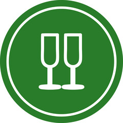 champagne glasses circular icon symbol