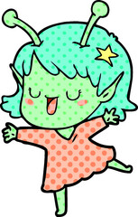 happy alien girl cartoon