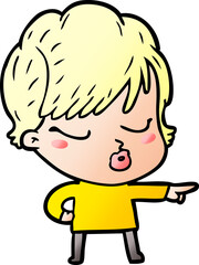 cartoon woman with eyes shut