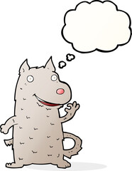 cartoon happy dog with thought bubble