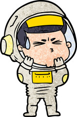 cartoon stressed astronaut