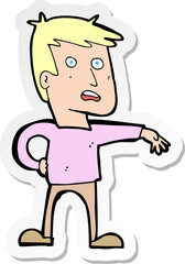 sticker of a cartoon man making camp gesture