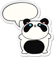 cartoon panda with speech bubble sticker