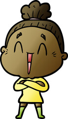 cartoon happy old lady