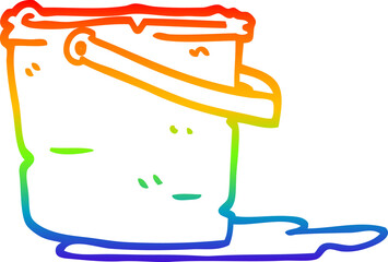 rainbow gradient line drawing of a cartoon bucket