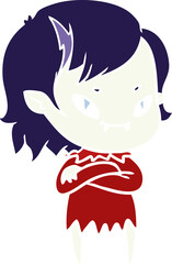 flat color style cartoon friendly vampire girl