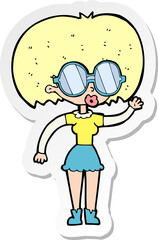 sticker of a cartoon woman wearing spectacles