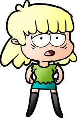 cartoon tired woman
