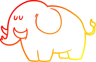 warm gradient line drawing of a cartoon elephant