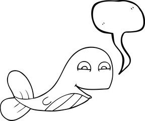 freehand drawn speech bubble cartoon whale