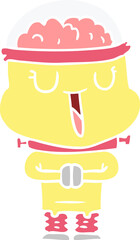 happy flat color style cartoon robot