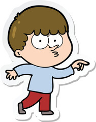 sticker of a cartoon curious boy
