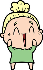 cartoon happy old lady