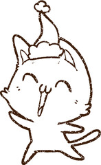 Christmas Cat Charcoal Drawing