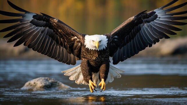 A pair of bald eagles with their wings spread wide open