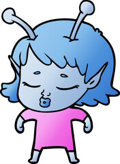 cute alien girl cartoon