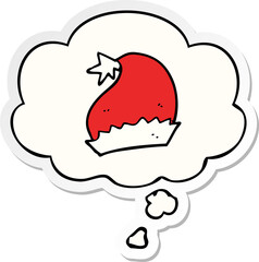 cartoon santa hat with thought bubble as a printed sticker