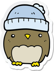 sticker of a cute cartoon owl in hat