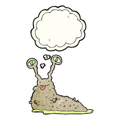 cartoon gross slug with thought bubble