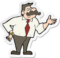 sticker of a cartoon mustache man