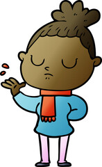 cartoon calm woman