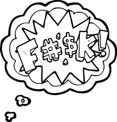 freehand drawn thought bubble cartoon swearword
