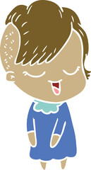 happy flat color style cartoon girl