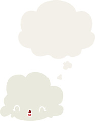 cartoon cloud with thought bubble in retro style