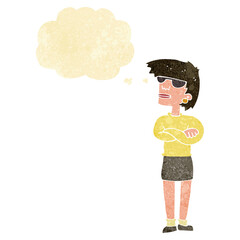 cartoon annoyed woman with thought bubble