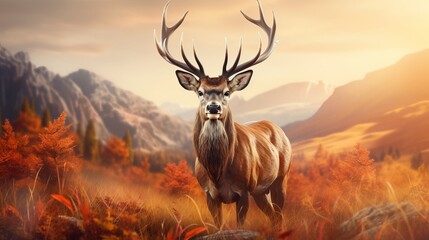 A deer that is realistic and has a natural background.