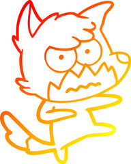 warm gradient line drawing of a cartoon annoyed fox