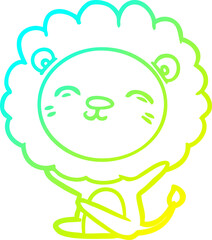 cold gradient line drawing of a cartoon lion
