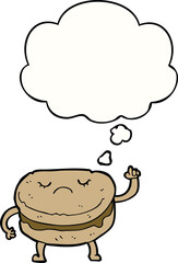 cartoon biscuit with thought bubble