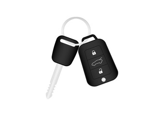 Car Key with Remote. Vector Illustration Isolated on White Background. 