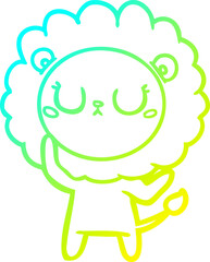 cold gradient line drawing of a cartoon lion