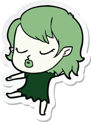 sticker of a cute cartoon vampire girl