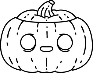 line doodle of a spooky halloween pumpkin