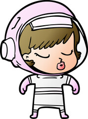 cartoon pretty astronaut girl
