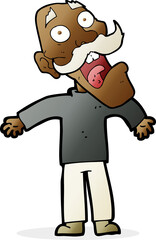 cartoon terrified old man