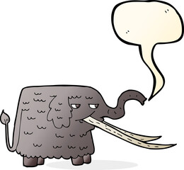 cartoon woolly mammoth with speech bubble