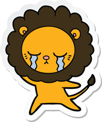 sticker of a crying cartoon lion