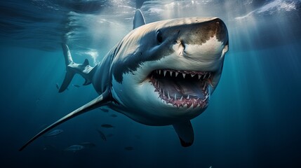 Naklejka premium A shark that is a threat to the underwater environment