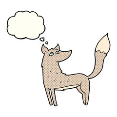 freehand drawn thought bubble cartoon wolf