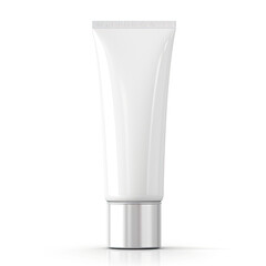 White Cosmetic Tube Packshot Mockup Isolated on White Background