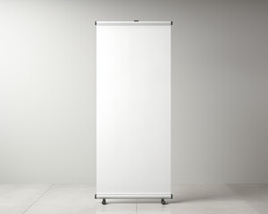 White Roll-up Exhibition Banner, Editable Advertising Stand Mockup for Event Designers