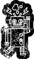 malfunctioning robot distressed icon symbol